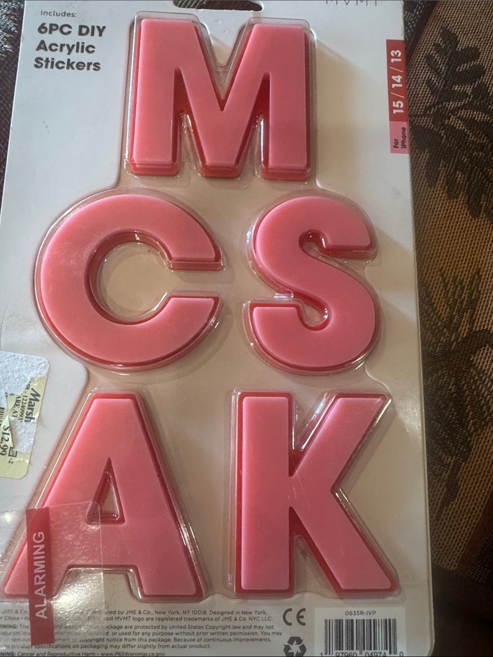 MVMT Cream Phone Case with Pink J Accent - Picture 3 of 3